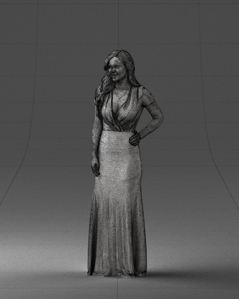 000152 Elegant Woman in Evening Gown 0714 3dp 3D print model_35