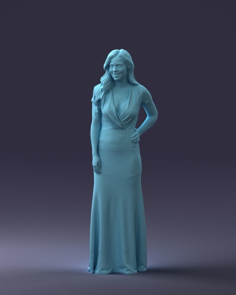 000152 Elegant Woman in Evening Gown 0714 3dp 3D print model_4
