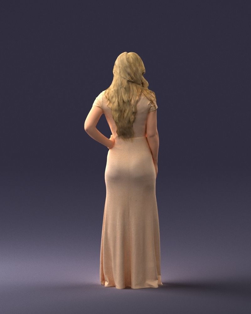 000152 Elegant Woman in Evening Gown 0714 3dp 3D print model_18