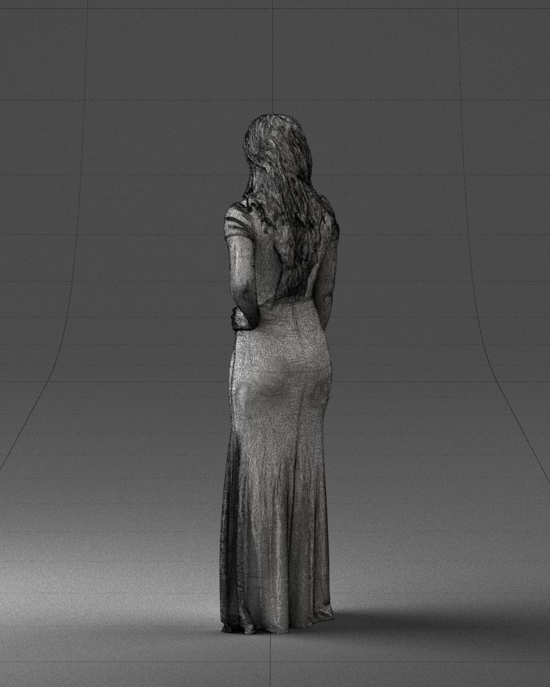 000152 Elegant Woman in Evening Gown 0714 3dp 3D print model_23