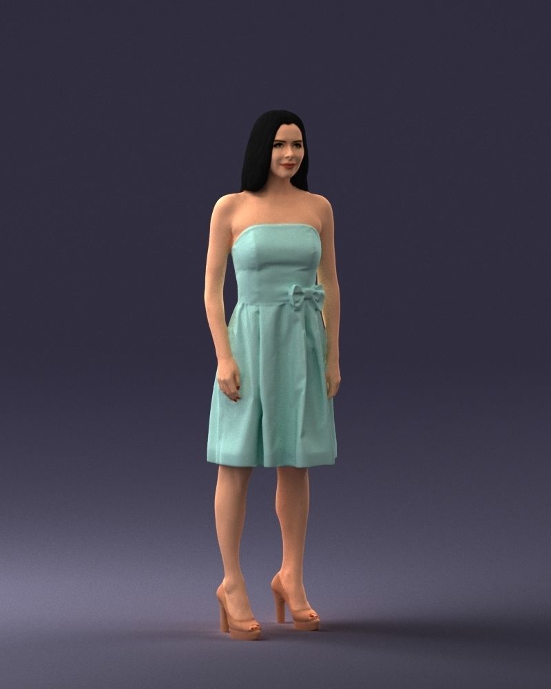 000153 Woman in Strapless Cocktail Dress 0714 3dp 3D print model_6