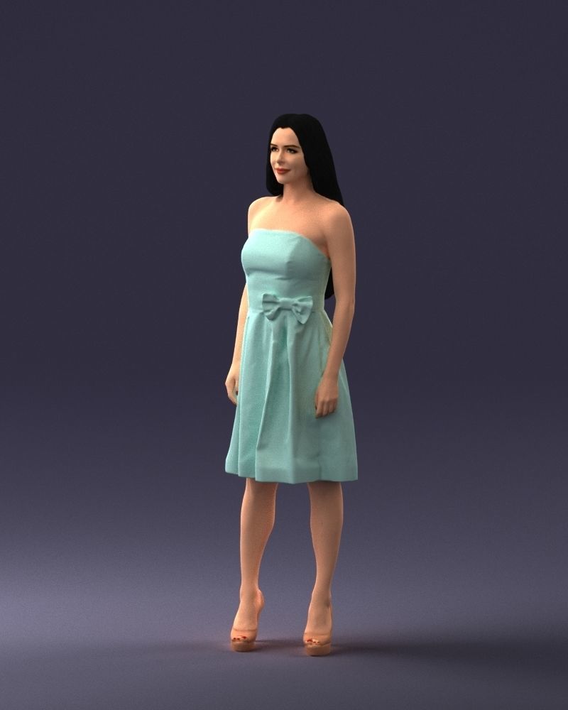 000153 Woman in Strapless Cocktail Dress 0714 3dp 3D print model_30