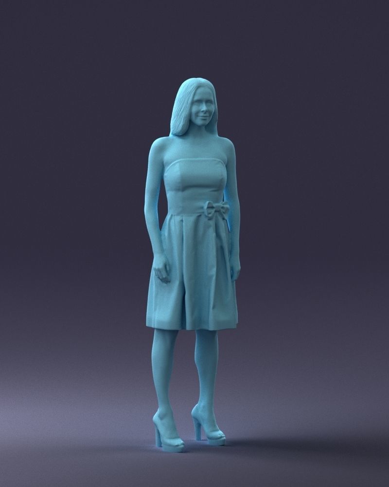 000153 Woman in Strapless Cocktail Dress 0714 3dp 3D print model_7