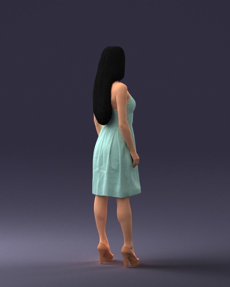 000153 Woman in Strapless Cocktail Dress 0714 3dp 3D print model_15