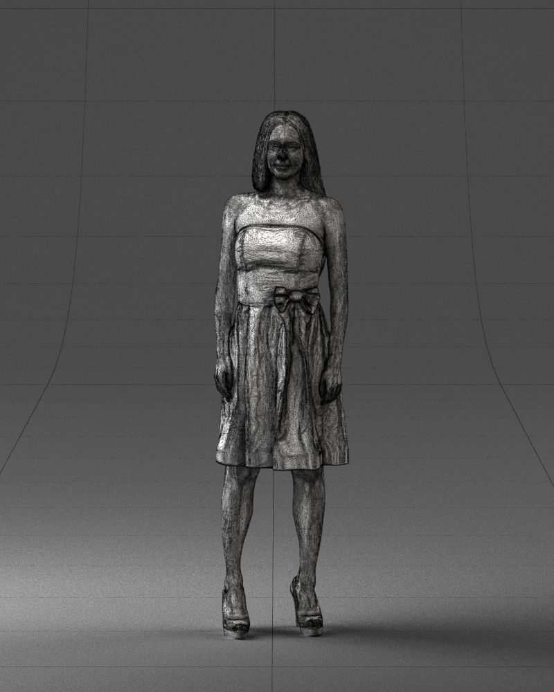 000153 Woman in Strapless Cocktail Dress 0714 3dp 3D print model_38
