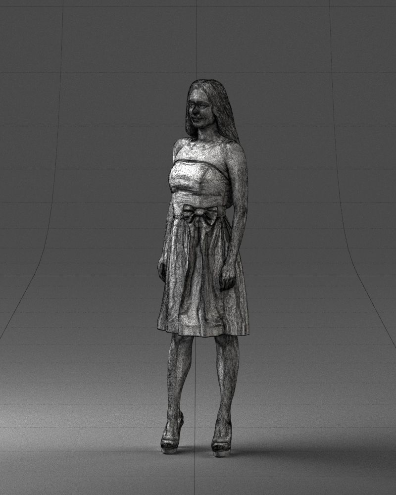000153 Woman in Strapless Cocktail Dress 0714 3dp 3D print model_32