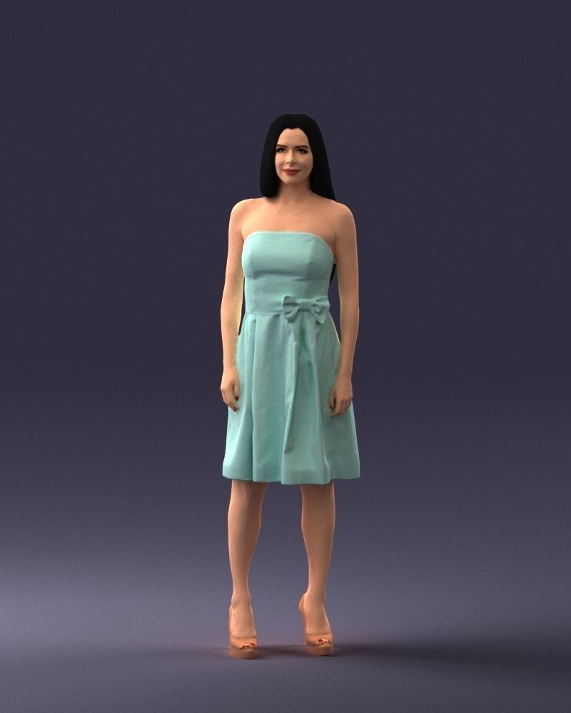 000153 Woman in Strapless Cocktail Dress 0714 3dp 3D print model_36