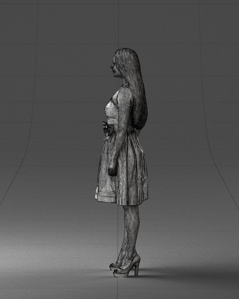 000153 Woman in Strapless Cocktail Dress 0714 3dp 3D print model_26