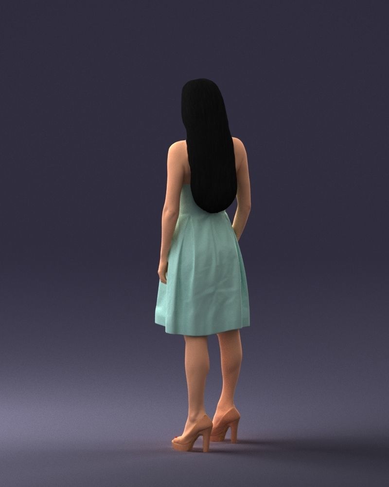 000153 Woman in Strapless Cocktail Dress 0714 3dp 3D print model_21