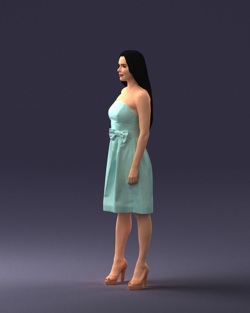 000153 Woman in Strapless Cocktail Dress 0714 3dp 3D print model_27