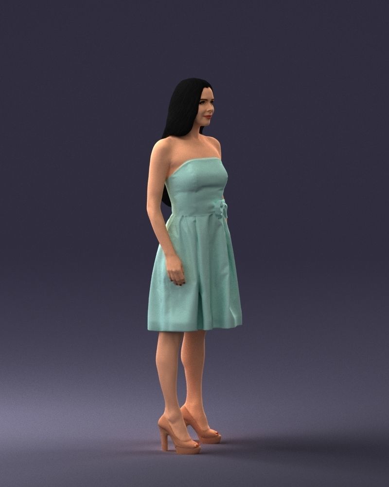 000153 Woman in Strapless Cocktail Dress 0714 3dp 3D print model_9