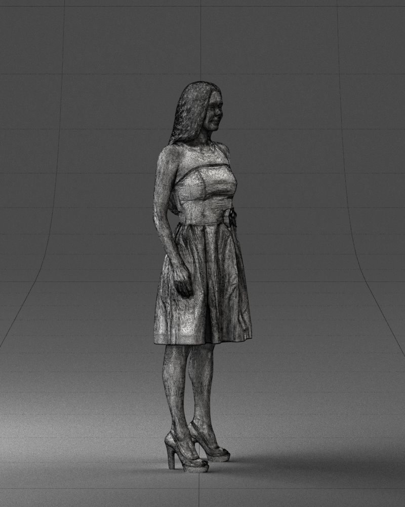 000153 Woman in Strapless Cocktail Dress 0714 3dp 3D print model_11