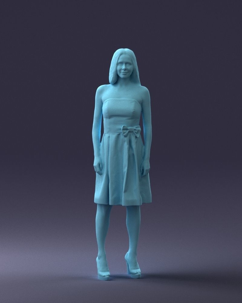 000153 Woman in Strapless Cocktail Dress 0714 3dp 3D print model_4