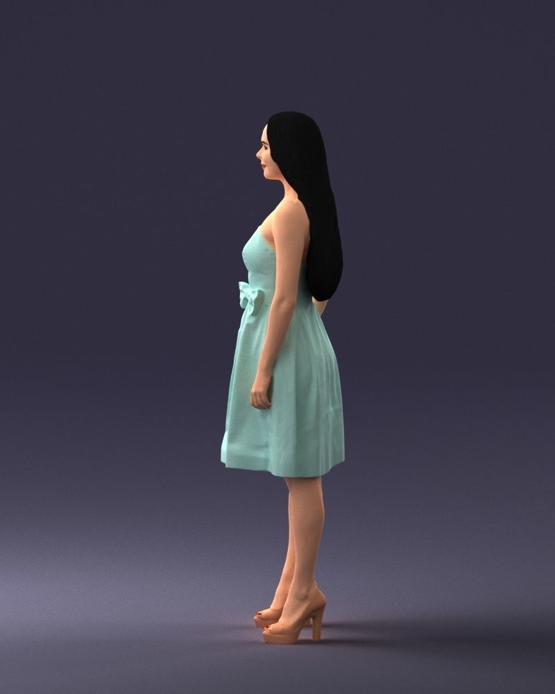 000153 Woman in Strapless Cocktail Dress 0714 3dp 3D print model_24