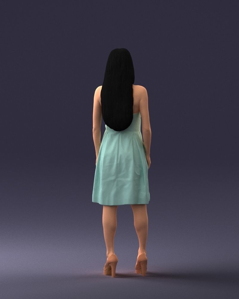 000153 Woman in Strapless Cocktail Dress 0714 3dp 3D print model_18
