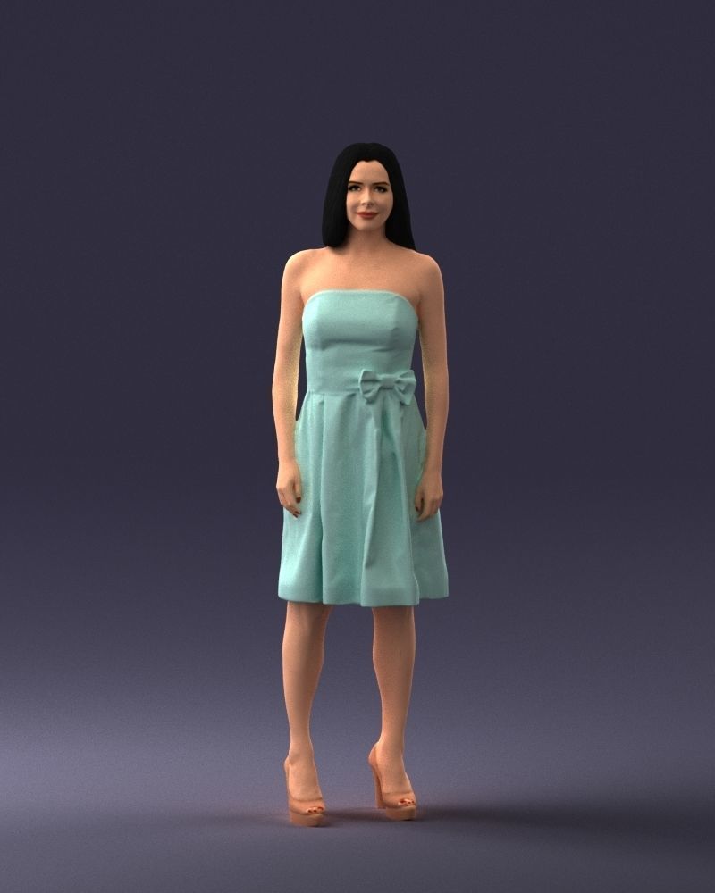 000153 Woman in Strapless Cocktail Dress 0714 3dp 3D print model_3