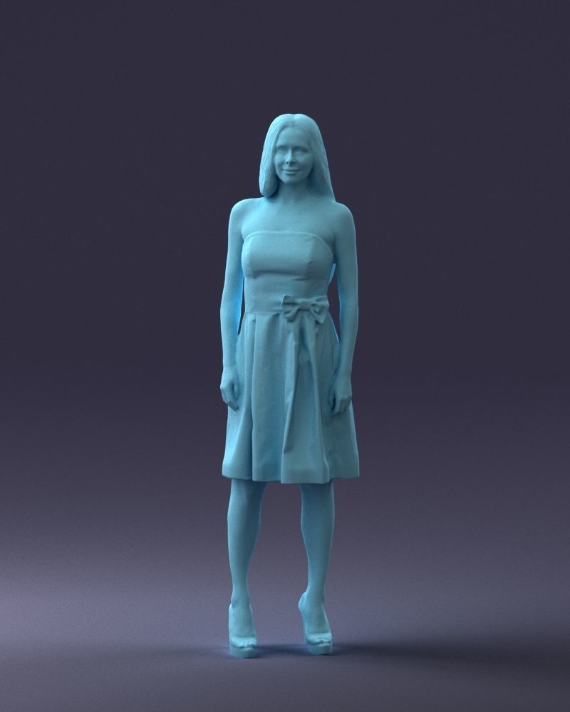 000153 Woman in Strapless Cocktail Dress 0714 3dp 3D print model_1