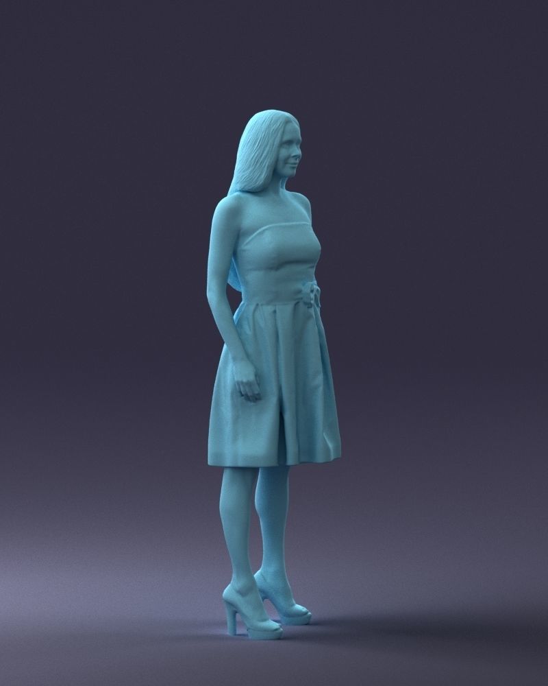000153 Woman in Strapless Cocktail Dress 0714 3dp 3D print model_10
