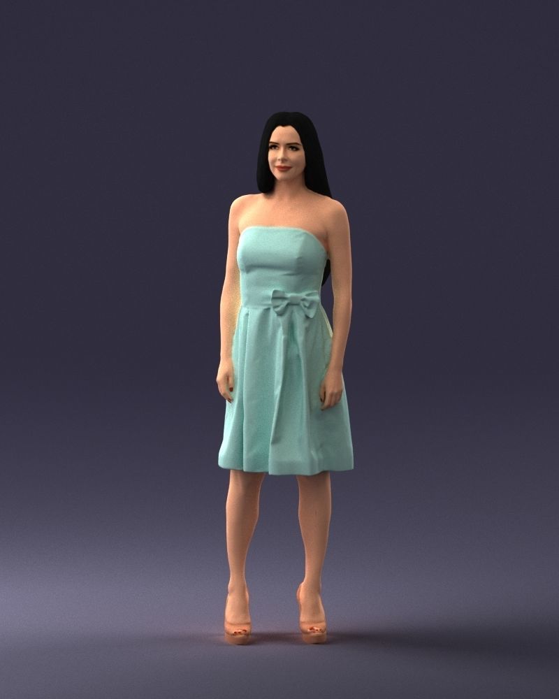 000153 Woman in Strapless Cocktail Dress 0714 3dp 3D print model_33