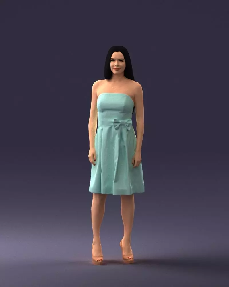 000153 Woman in Strapless Cocktail Dress 0714 3dp 3D print model_0