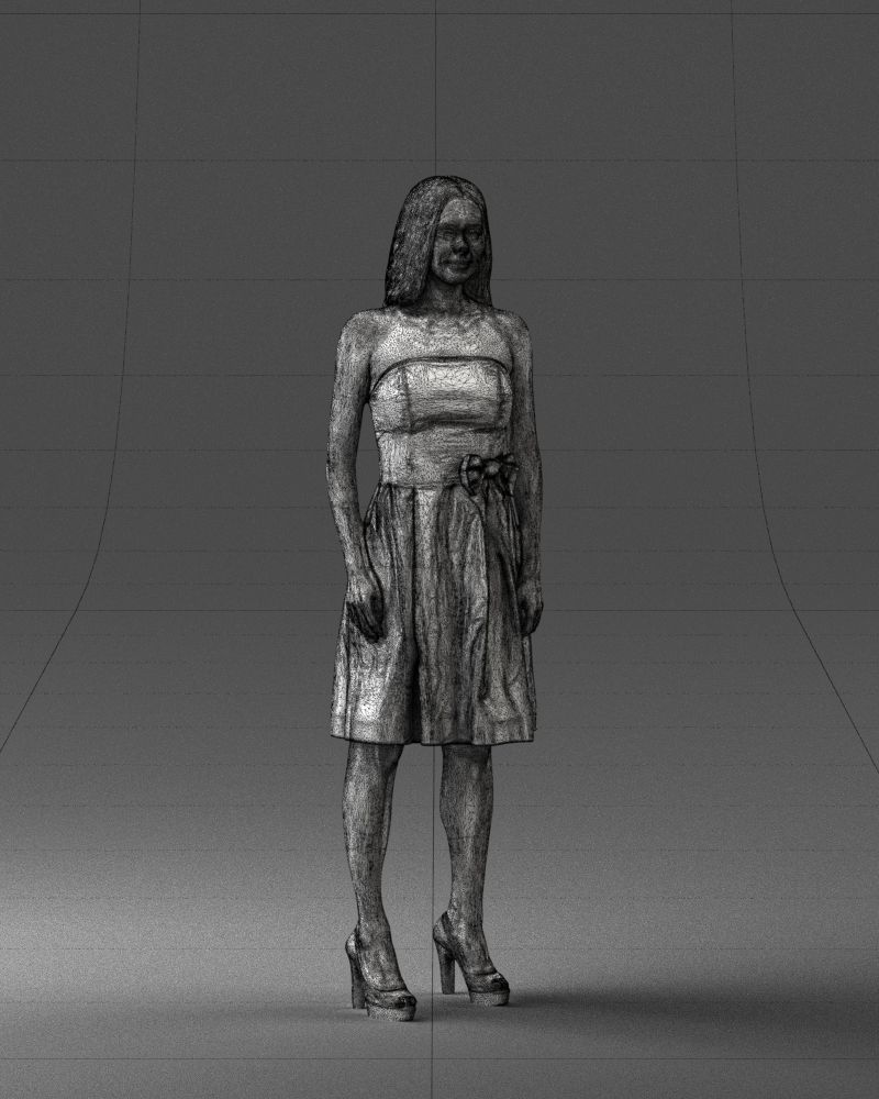 000153 Woman in Strapless Cocktail Dress 0714 3dp 3D print model_8