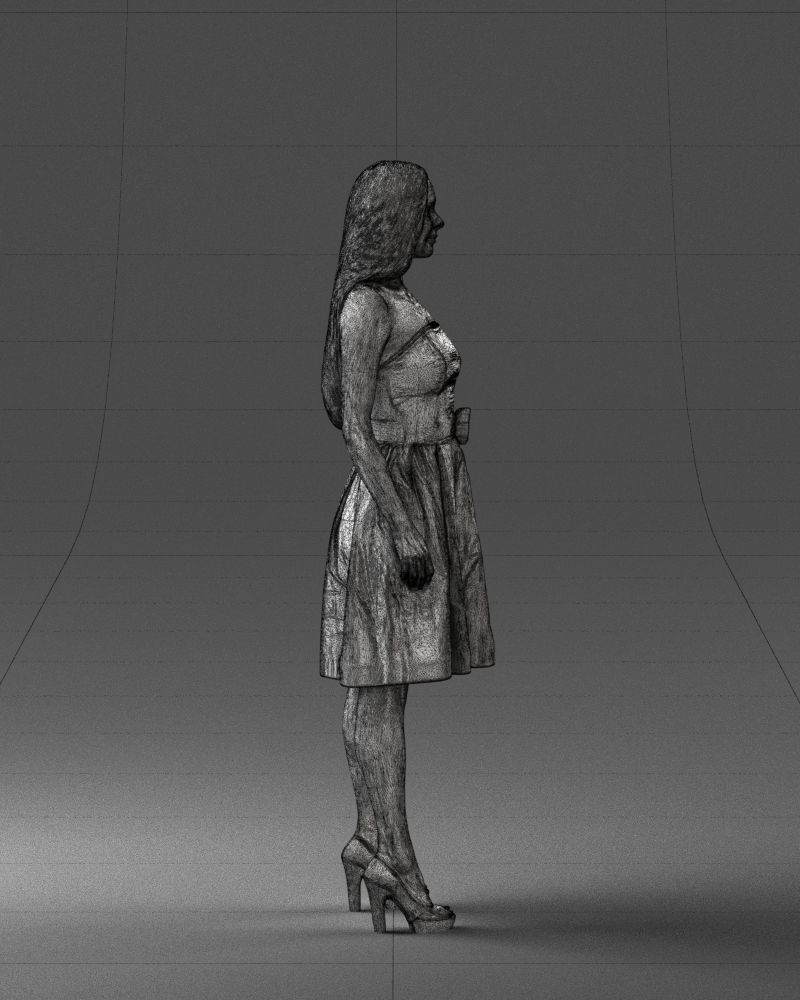 000153 Woman in Strapless Cocktail Dress 0714 3dp 3D print model_14