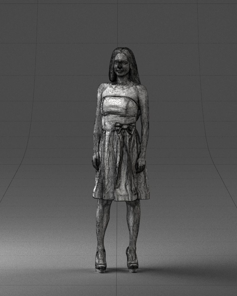 000153 Woman in Strapless Cocktail Dress 0714 3dp 3D print model_35
