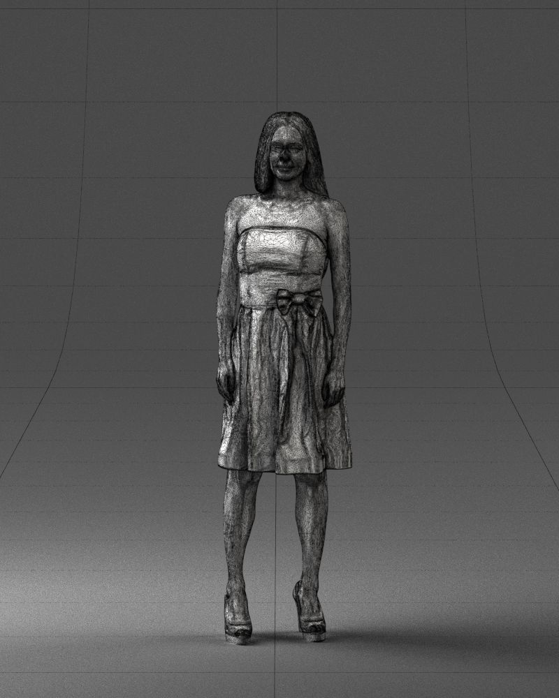 000153 Woman in Strapless Cocktail Dress 0714 3dp 3D print model_2