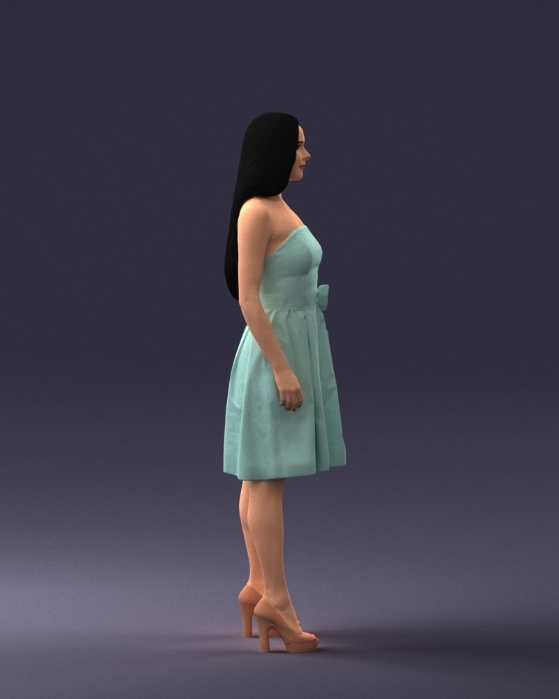 000153 Woman in Strapless Cocktail Dress 0714 3dp 3D print model_12