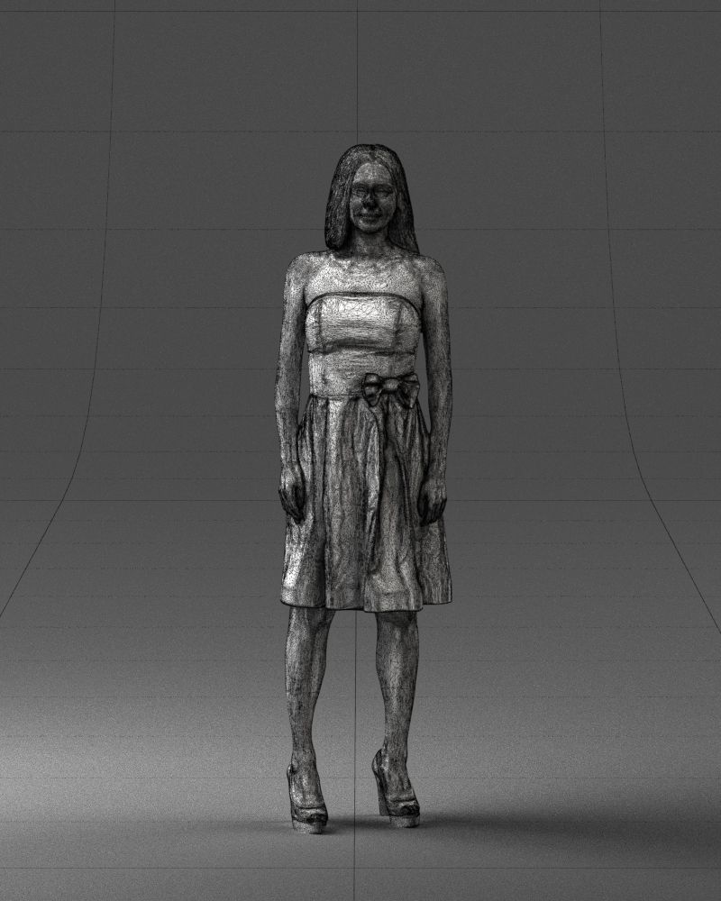 000153 Woman in Strapless Cocktail Dress 0714 3dp 3D print model_5
