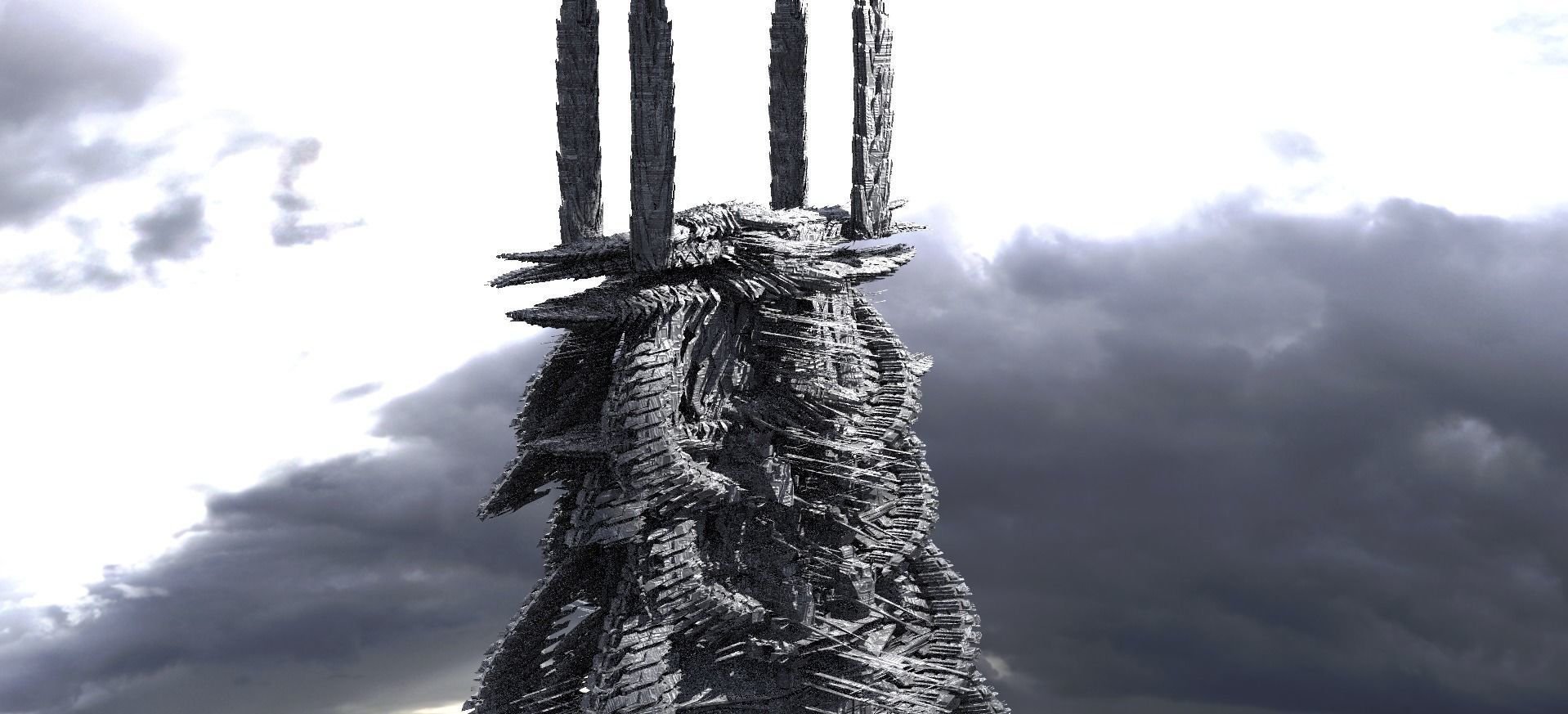 Fusion City Alien Bridge Kitbash 2 3D model_1