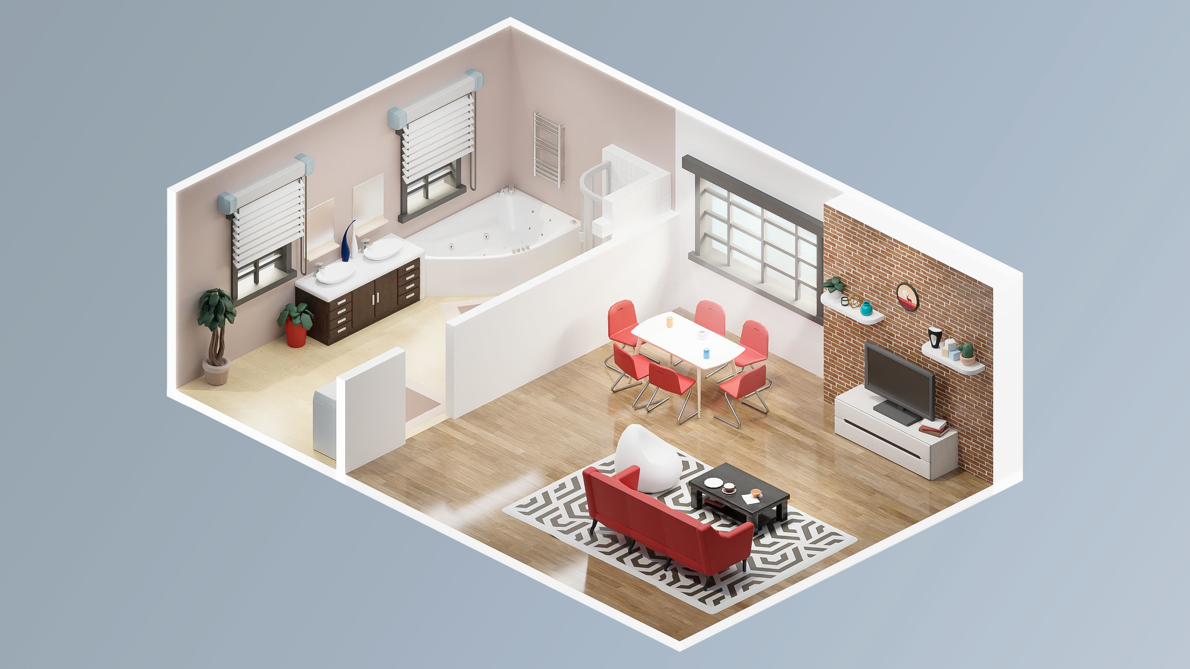 Interior Realistic Low-poly 3D model_18