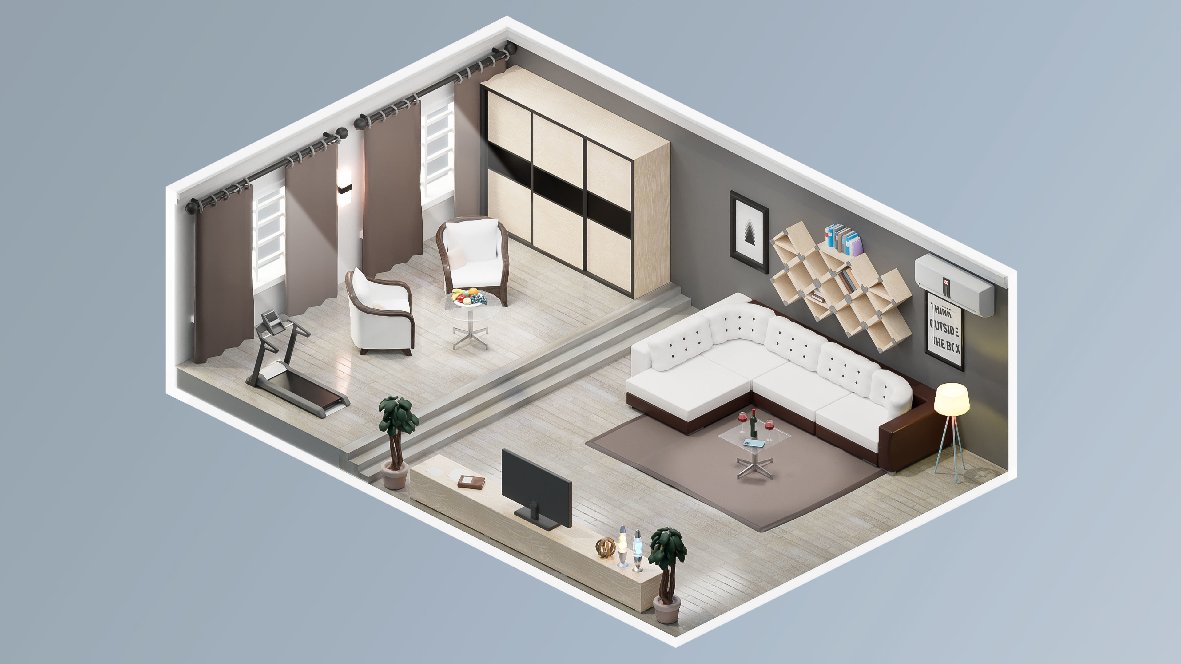 Interior Realistic Low-poly 3D model_28