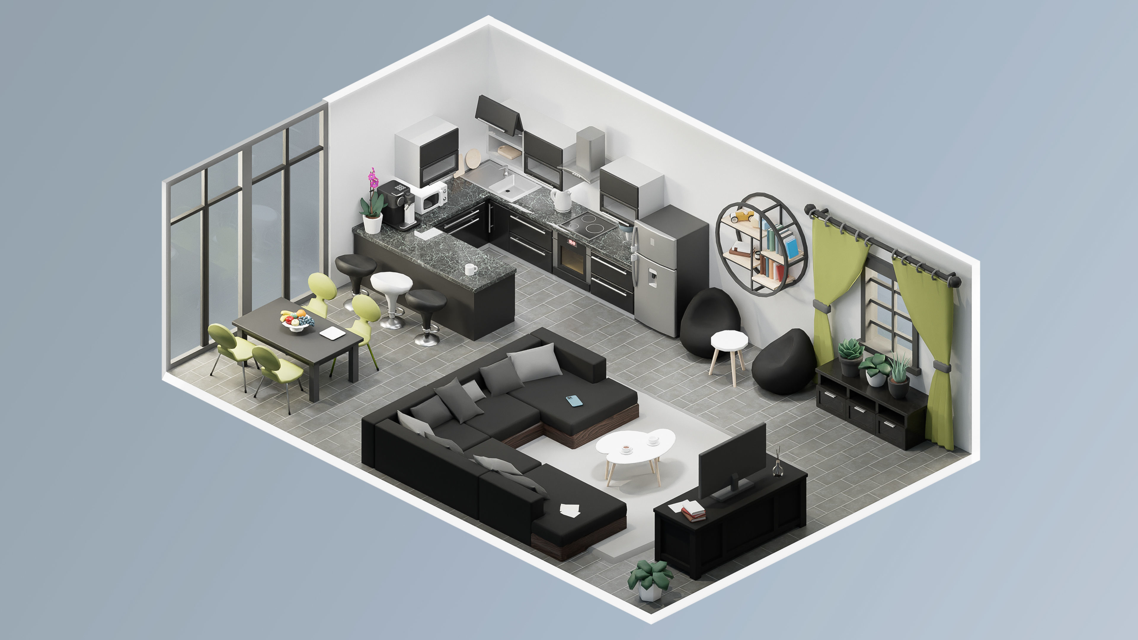 Interior Realistic Low-poly 3D model_40