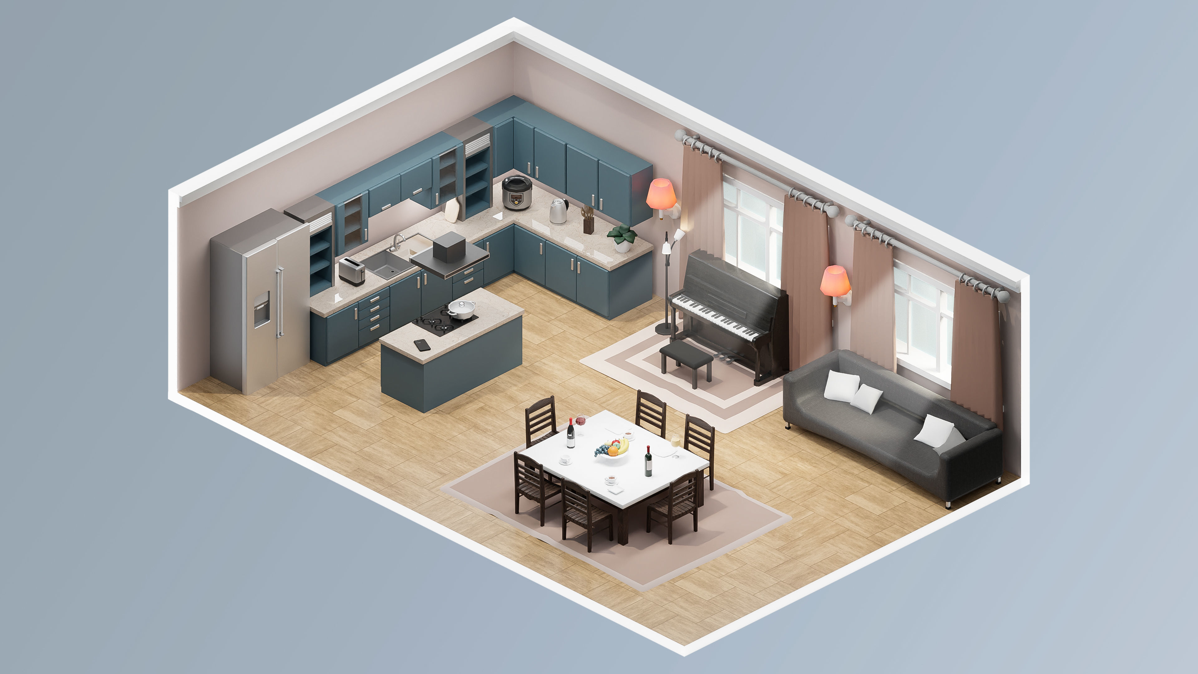 Interior Realistic Low-poly 3D model_16