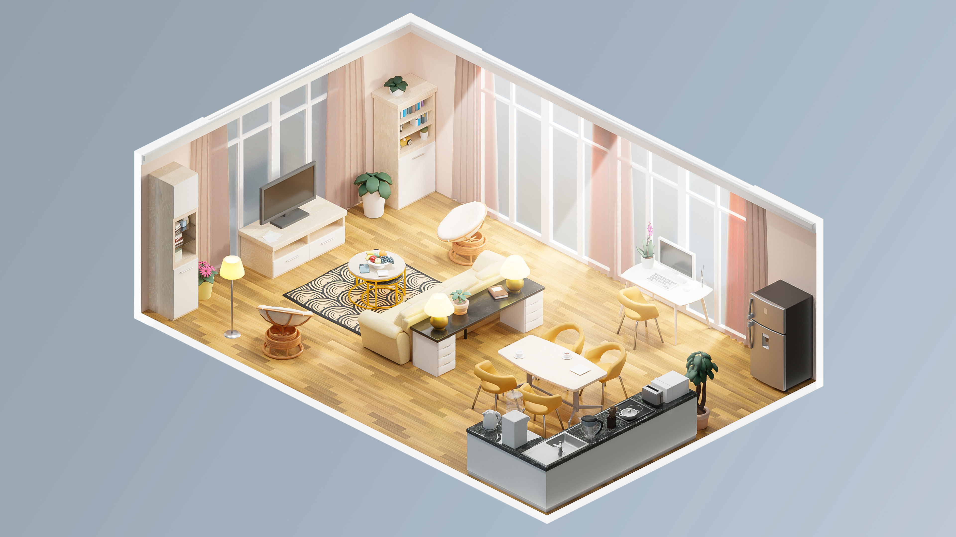 Interior Realistic Low-poly 3D model_35