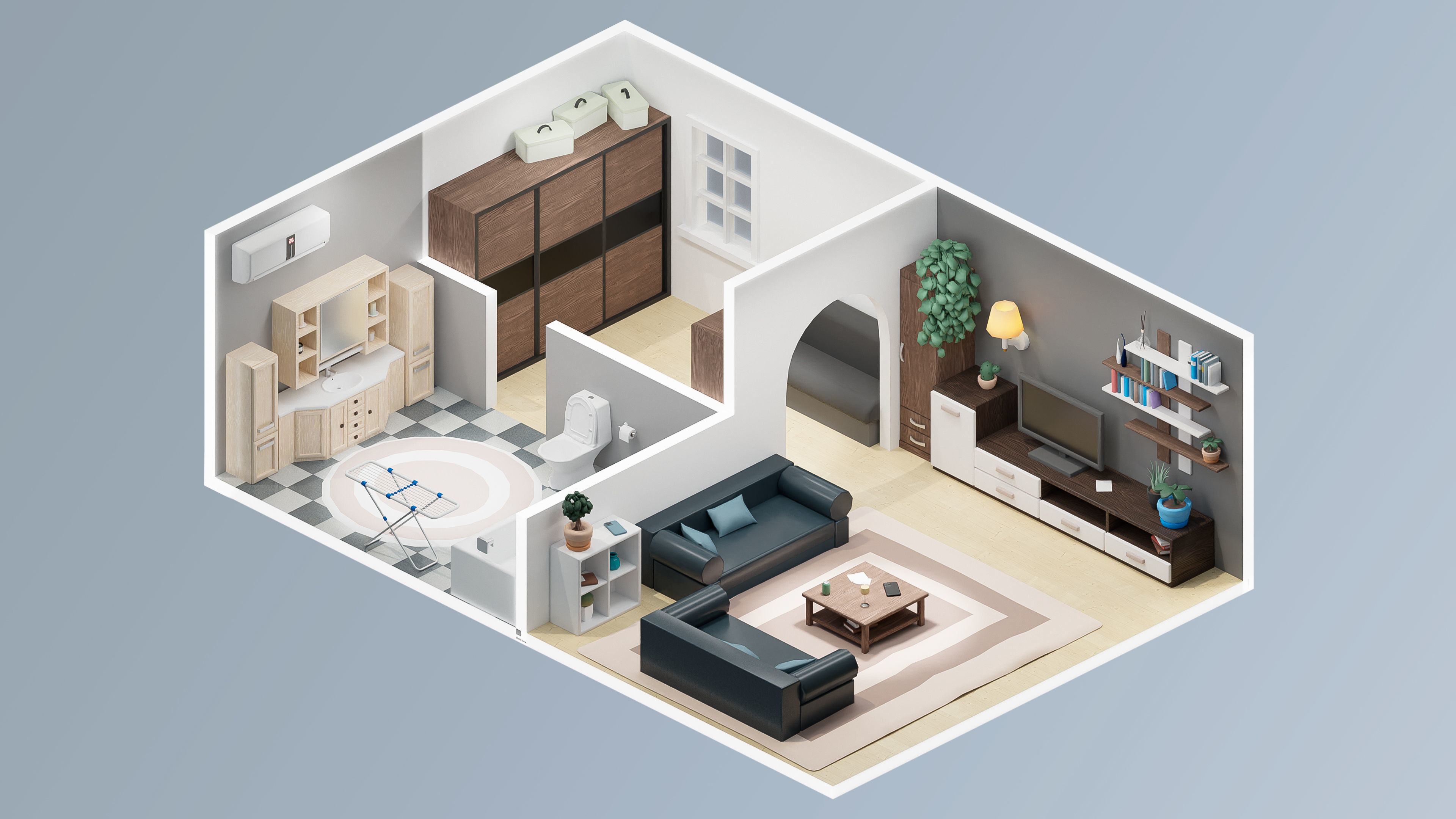 Interior Realistic Low-poly 3D model_25