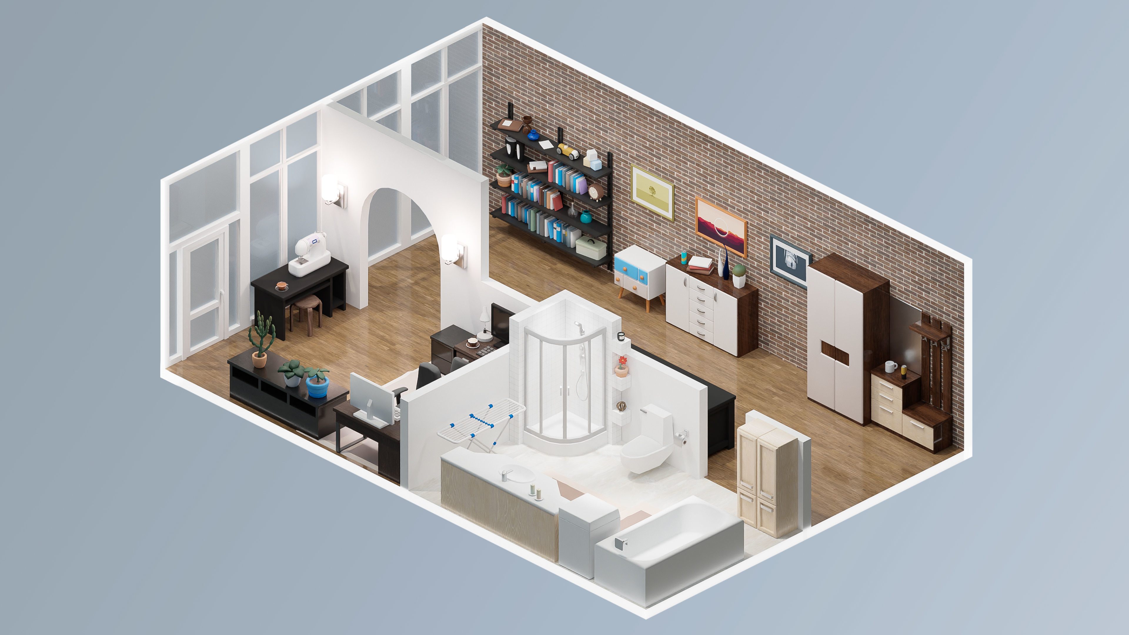 Interior Realistic Low-poly 3D model_30