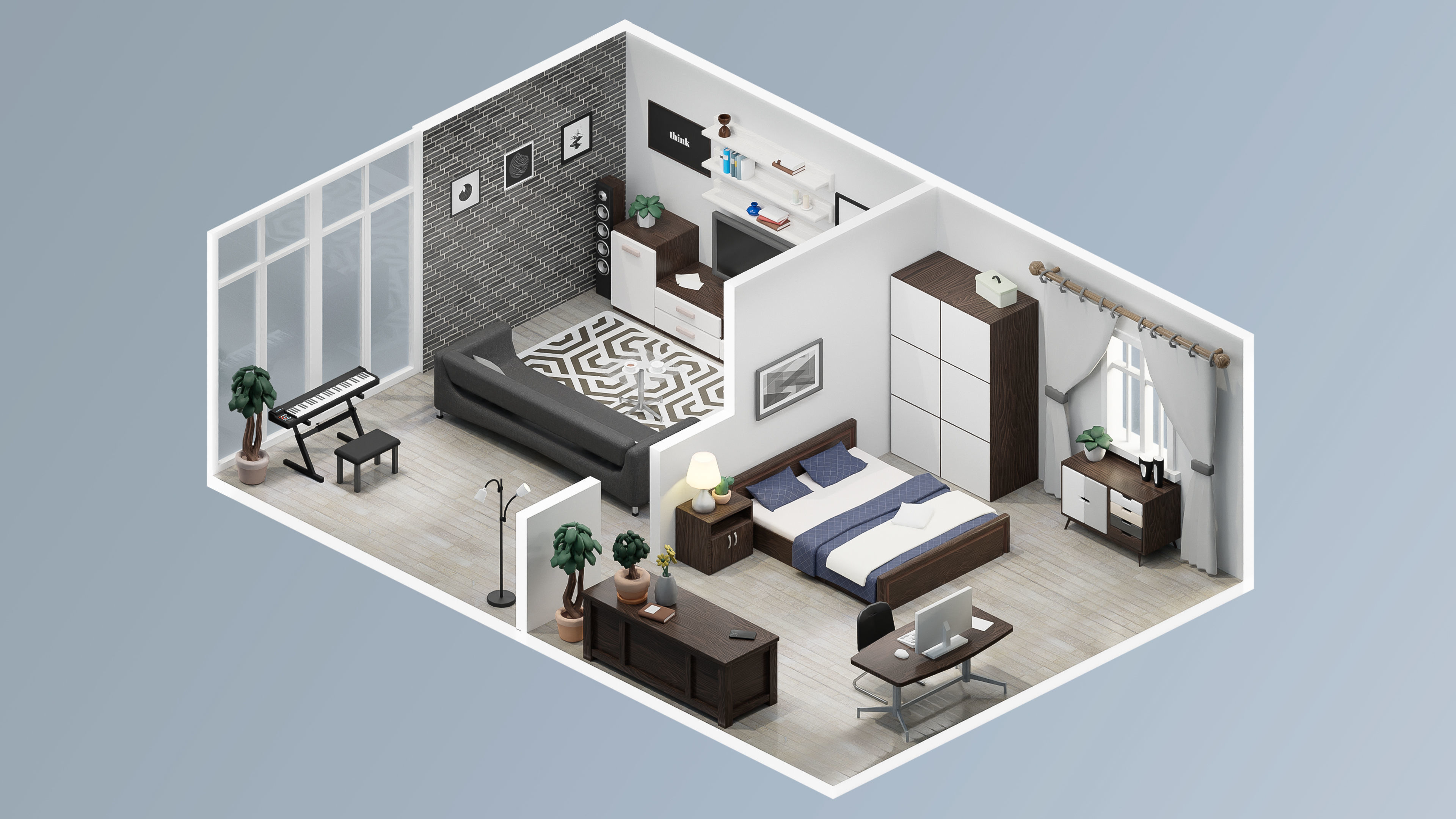 Interior Realistic Low-poly 3D model_32