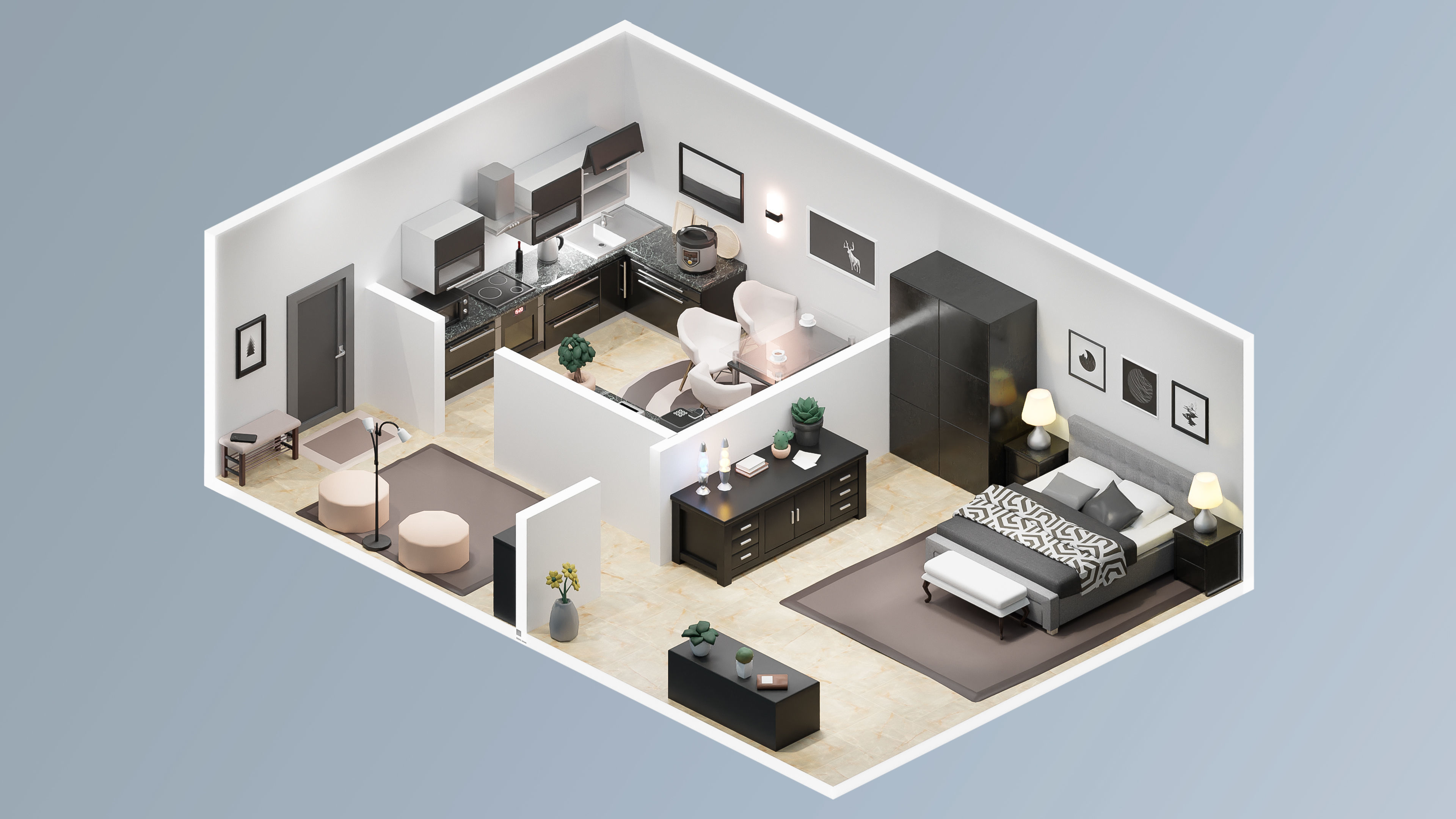 Interior Realistic Low-poly 3D model_43