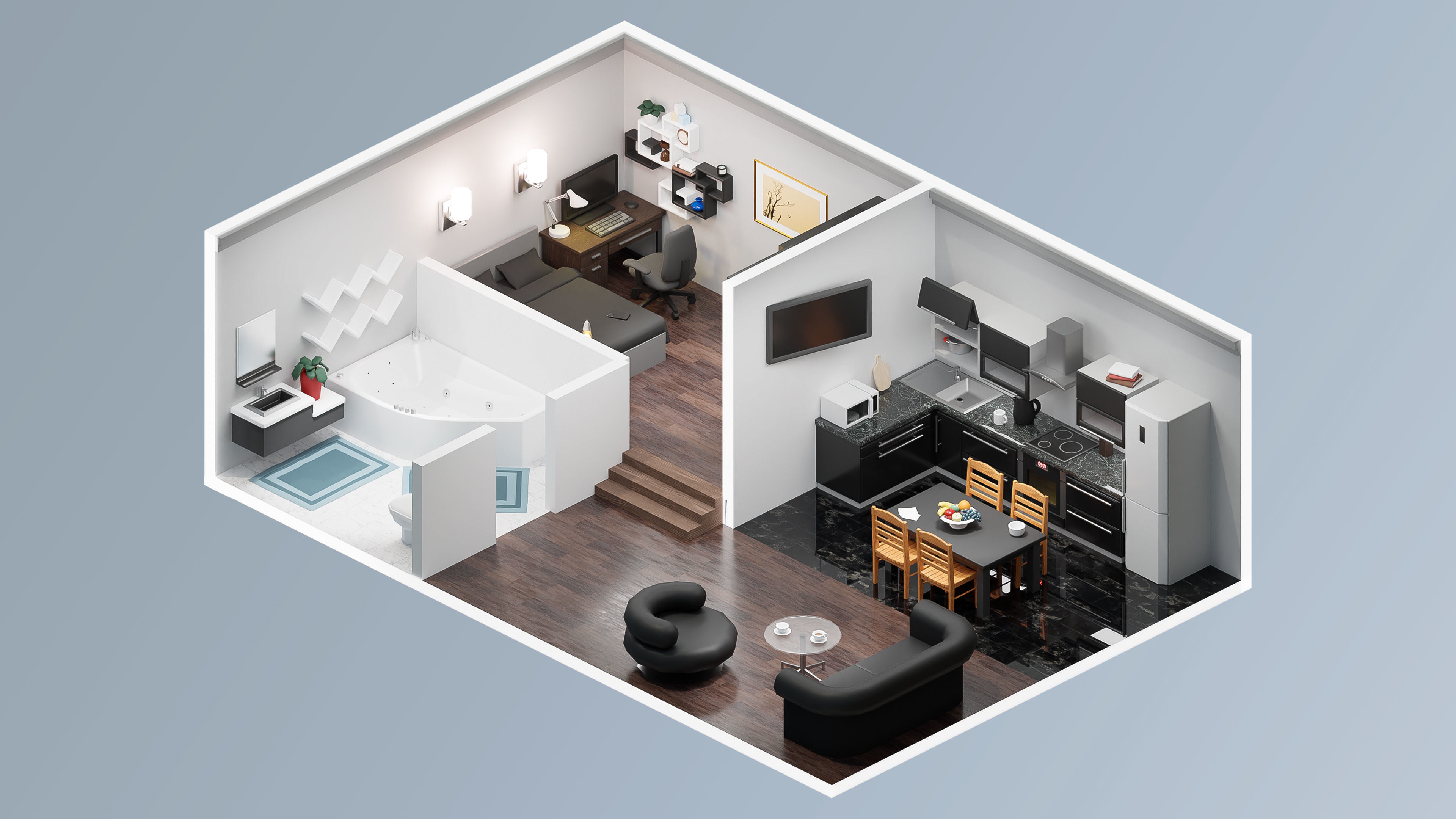 Interior Realistic Low-poly 3D model_21