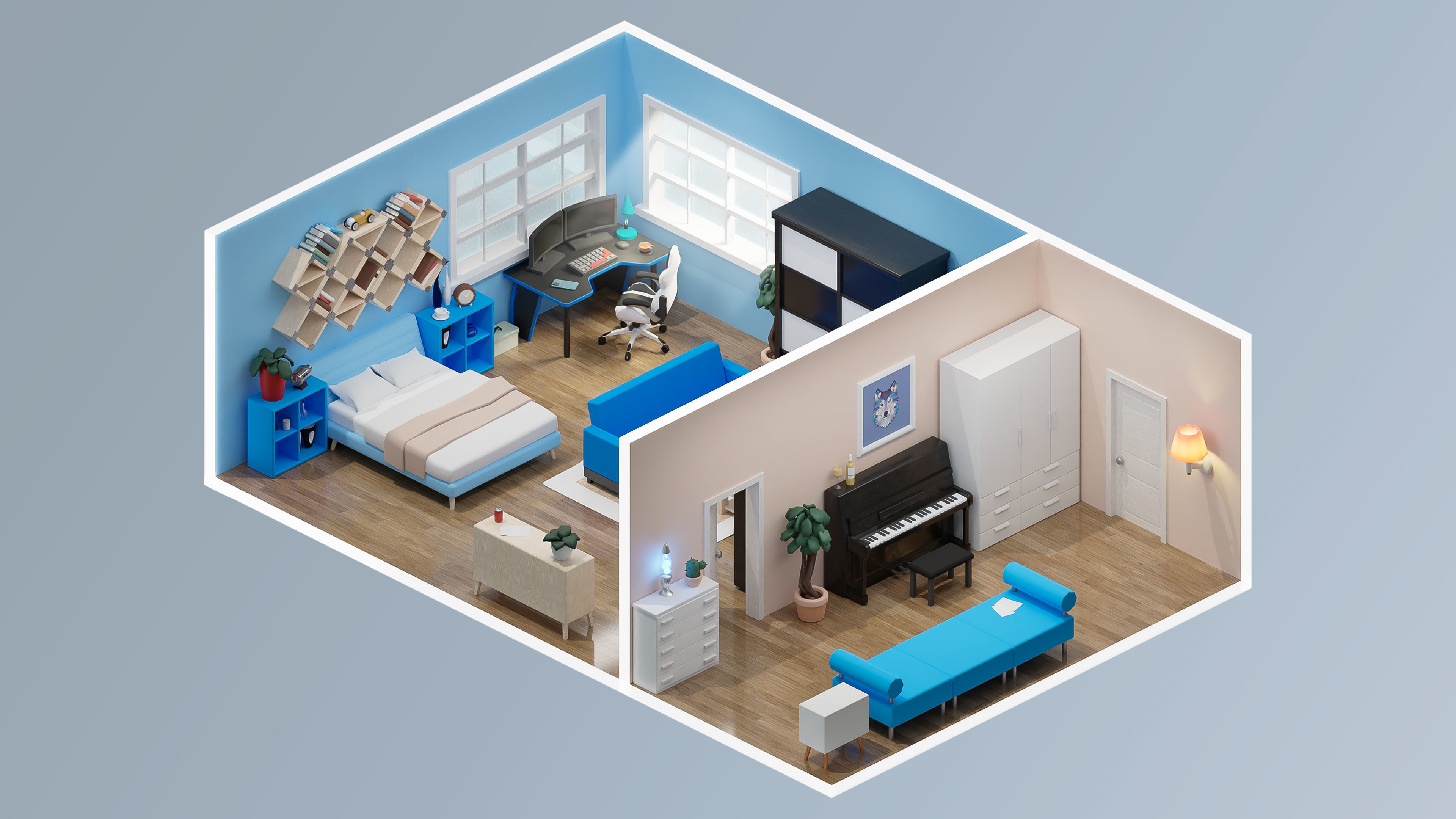 Interior Realistic Low-poly 3D model_7