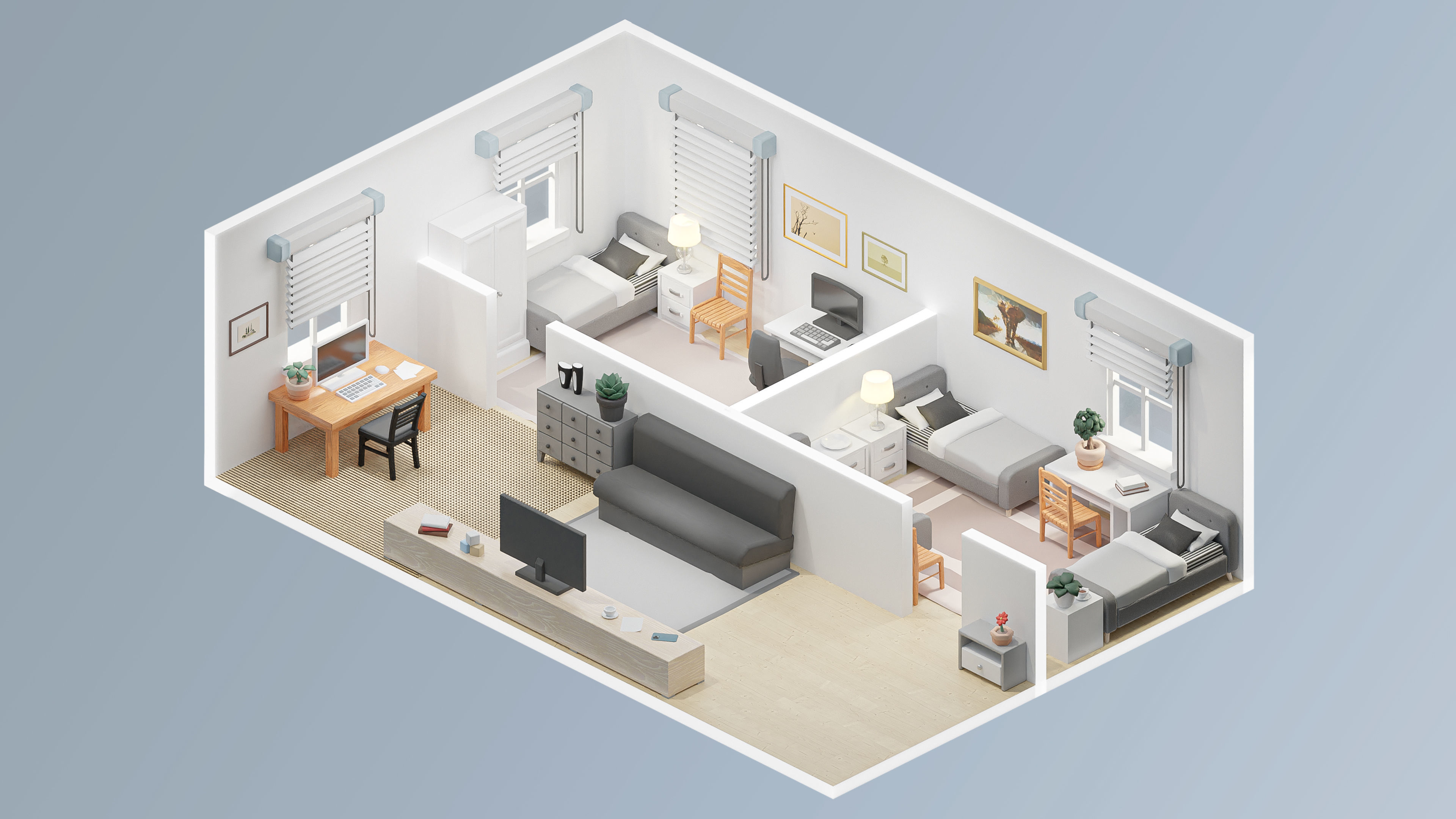 Interior Realistic Low-poly 3D model_33
