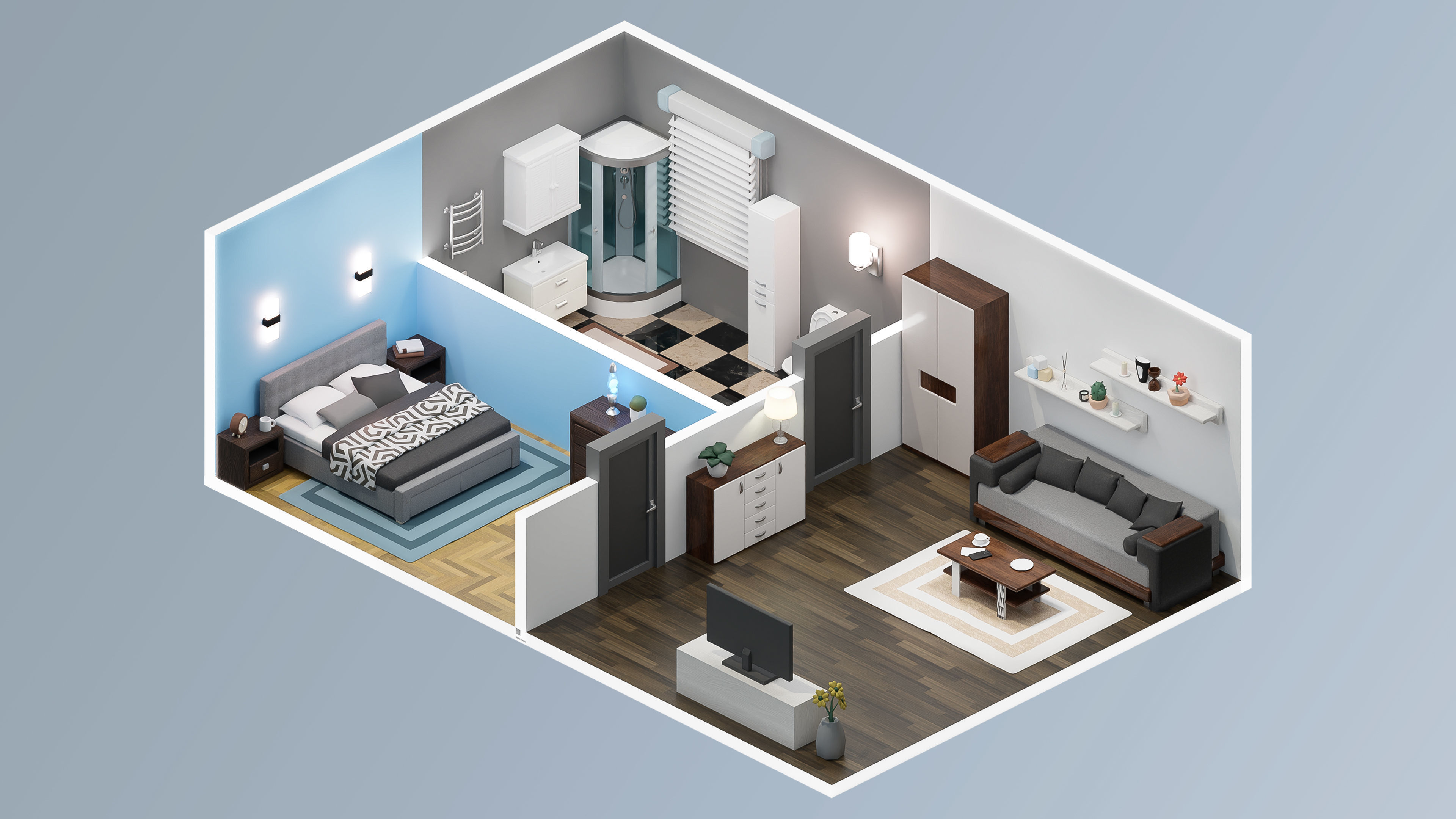 Interior Realistic Low-poly 3D model_11