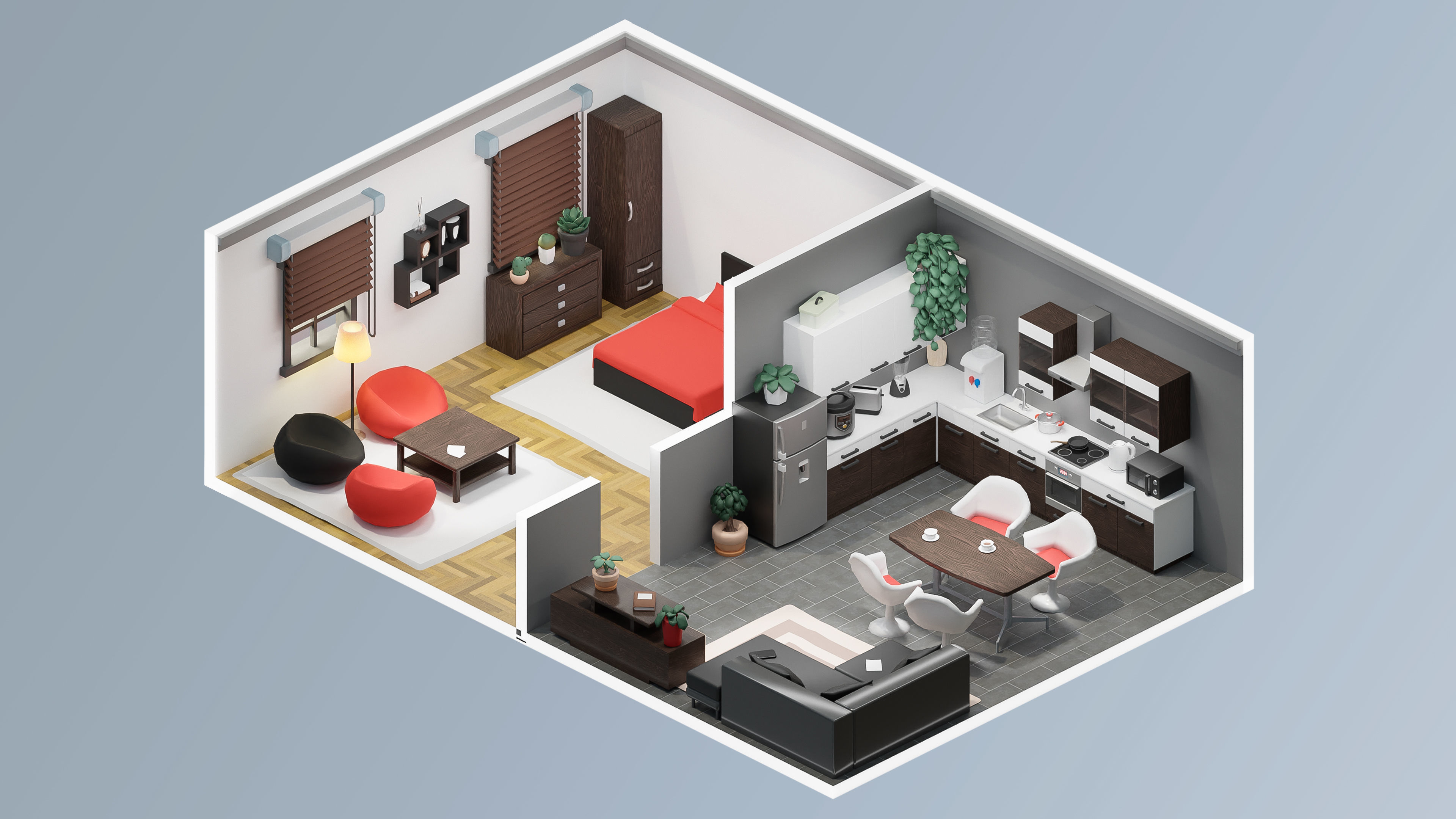 Interior Realistic Low-poly 3D model_29