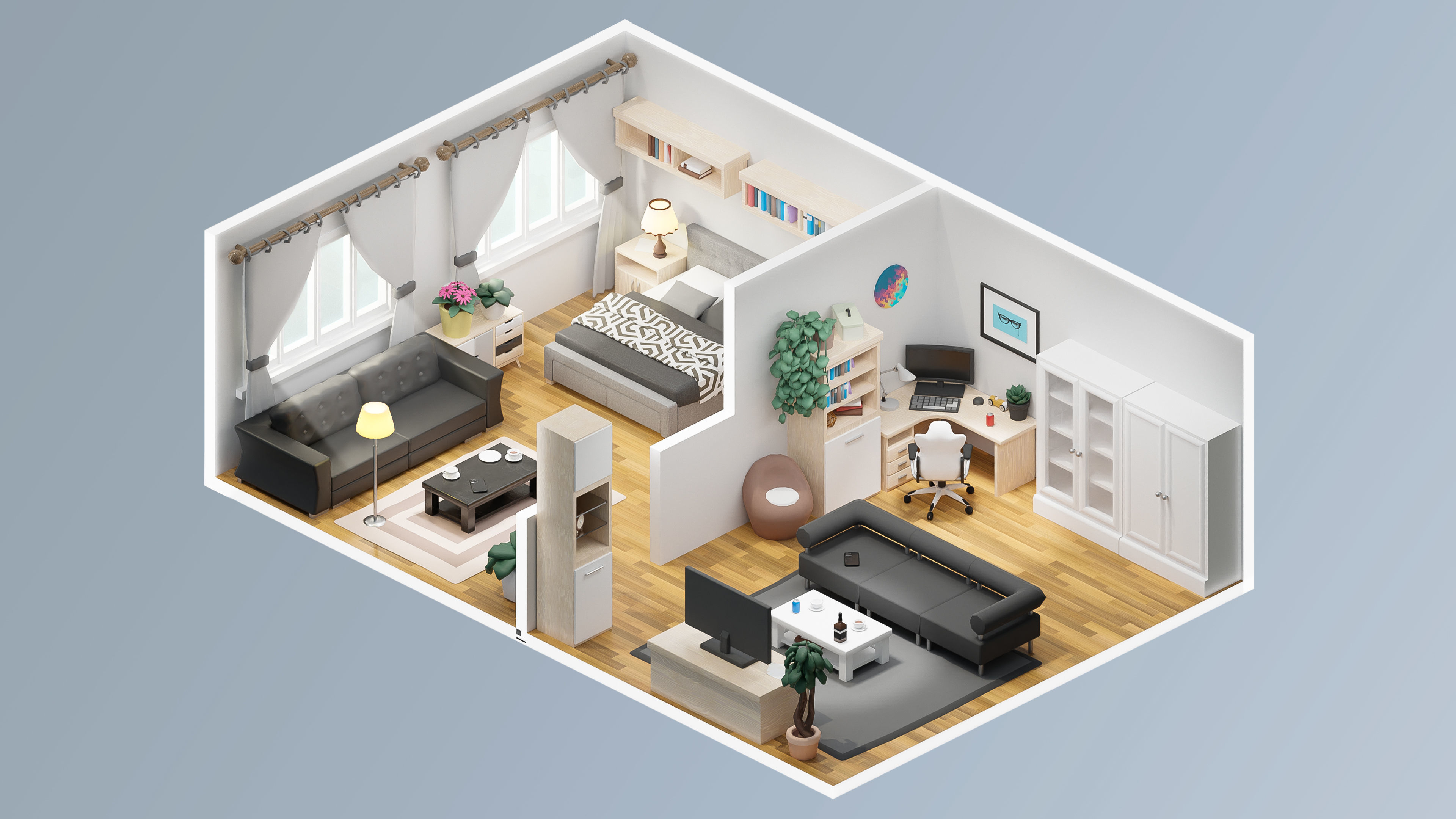 Interior Realistic Low-poly 3D model_26