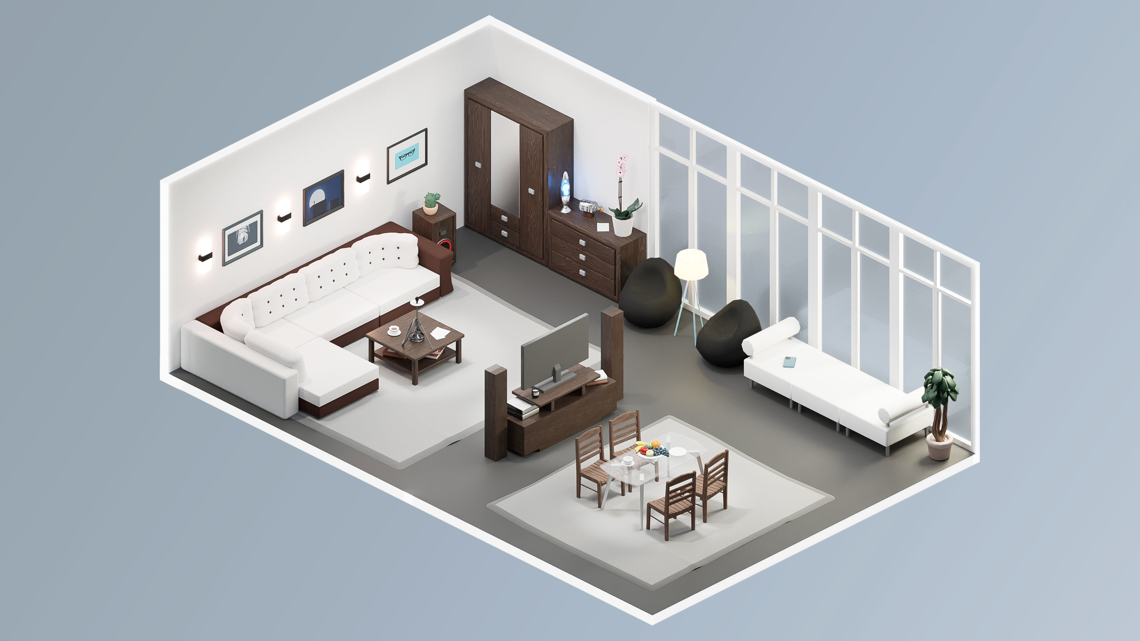 Interior Realistic Low-poly 3D model_34