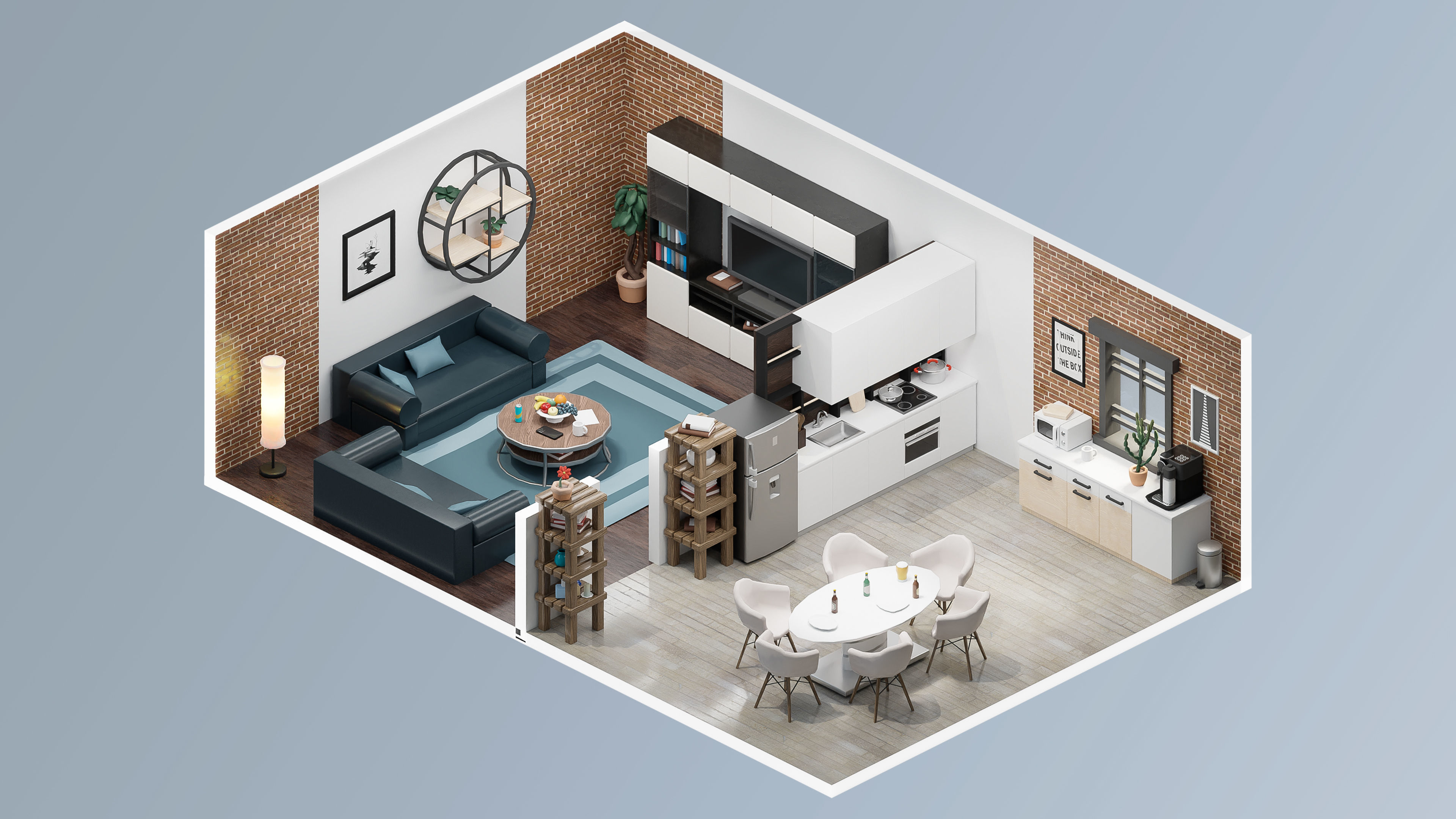 Interior Realistic Low-poly 3D model_15