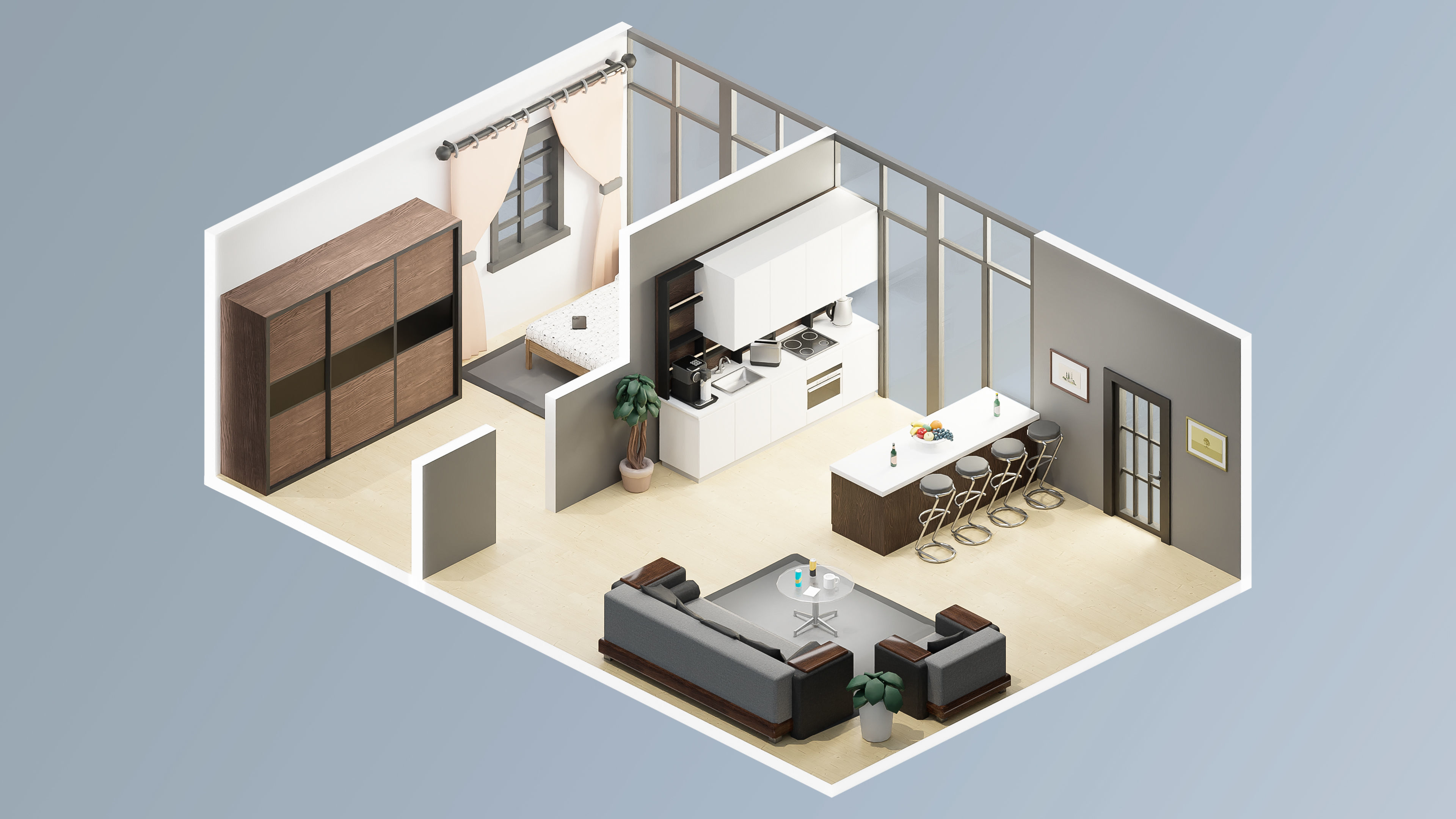 Interior Realistic Low-poly 3D model_19