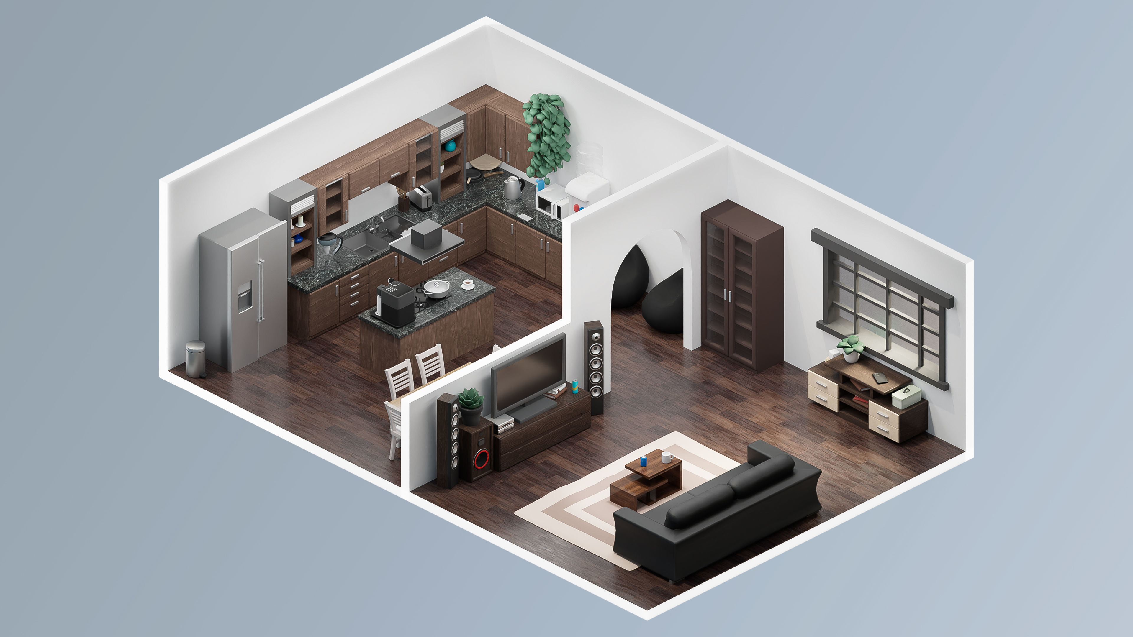 Interior Realistic Low-poly 3D model_13